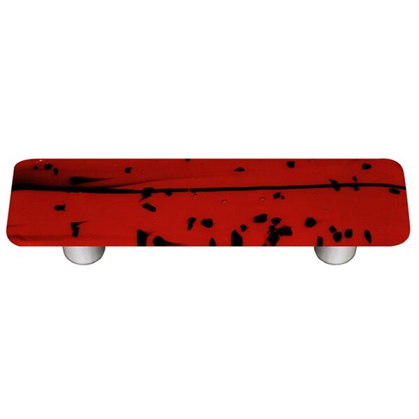 Palacedesigns Mardi Gras Black with Red Rectangle Glass Cabinet Pull - Aluminum Post PA2522011 - main